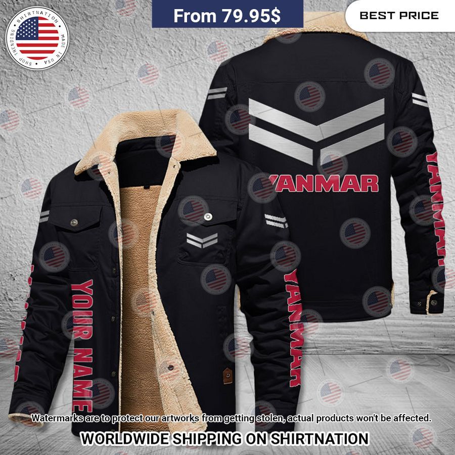 Yanmar Custom Name Fleece Leather Jacket Natural and awesome
