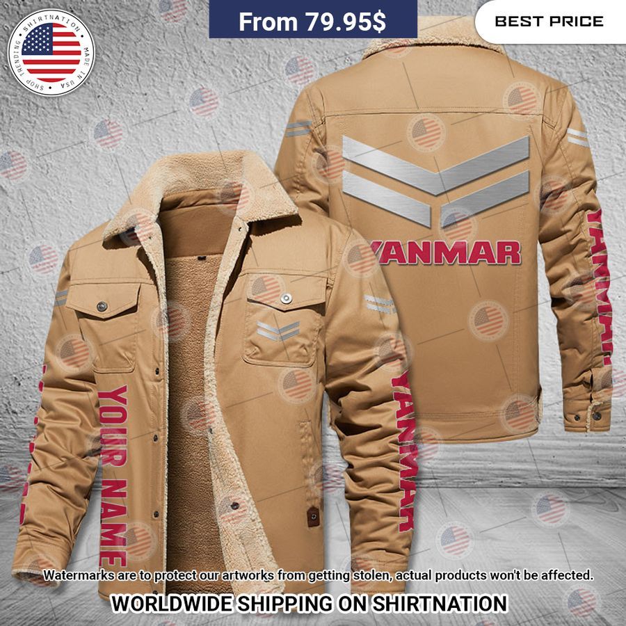 Yanmar Custom Name Fleece Leather Jacket Out of the world