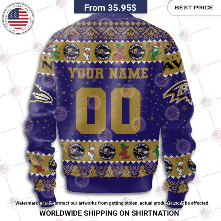 Baltimore Ravens Grateful Dead Christmas Hat Sweater Our hard working soul