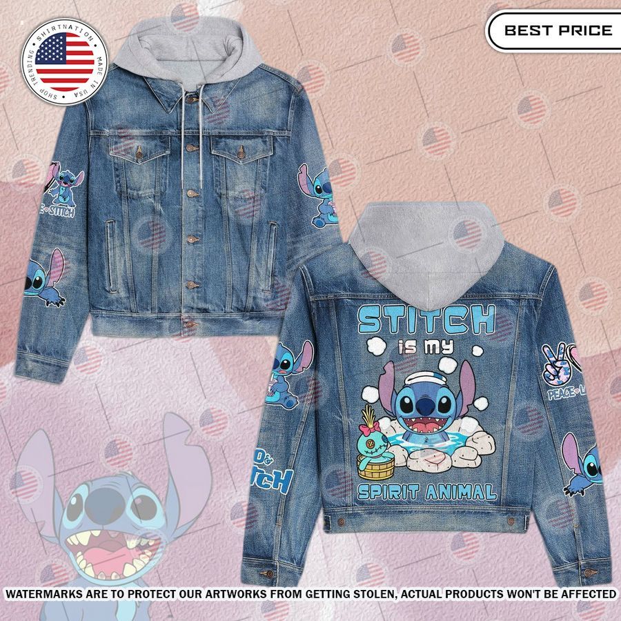 best stitch is my spirit animal hooded denim jacket 1