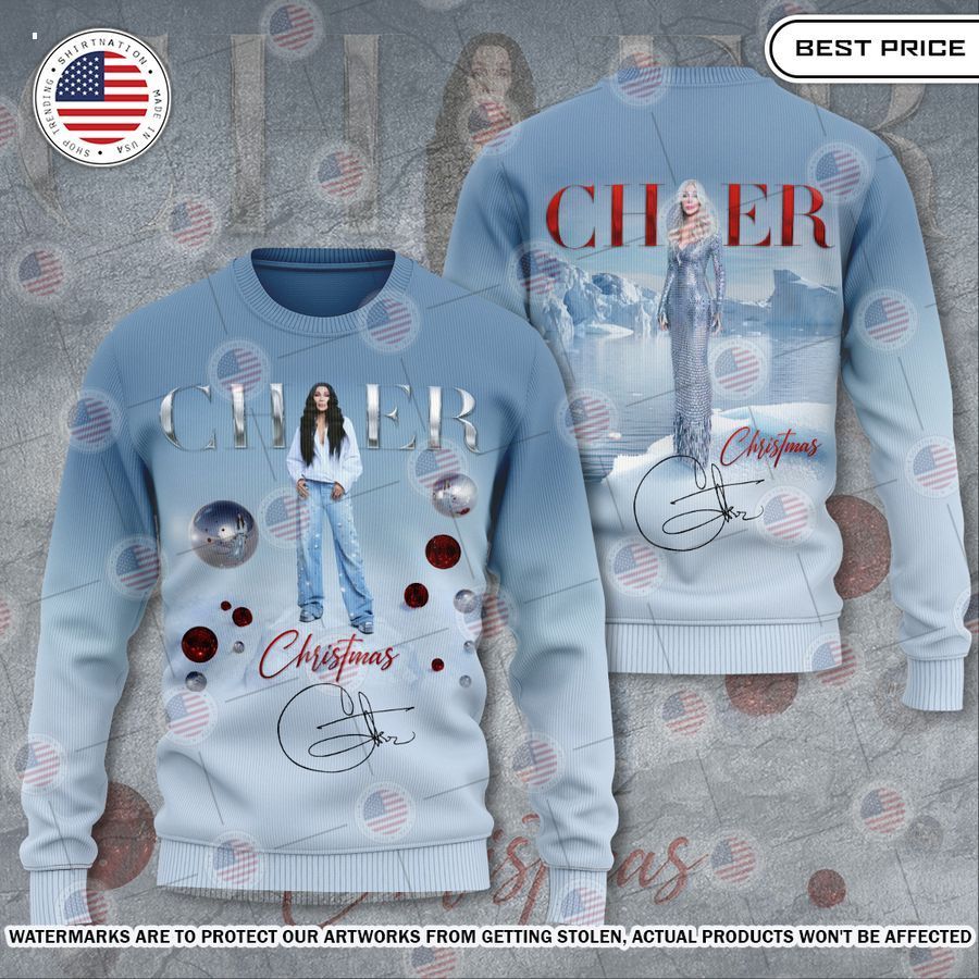 Cher Christmas Album Sweater Oh my God you have put on so much!