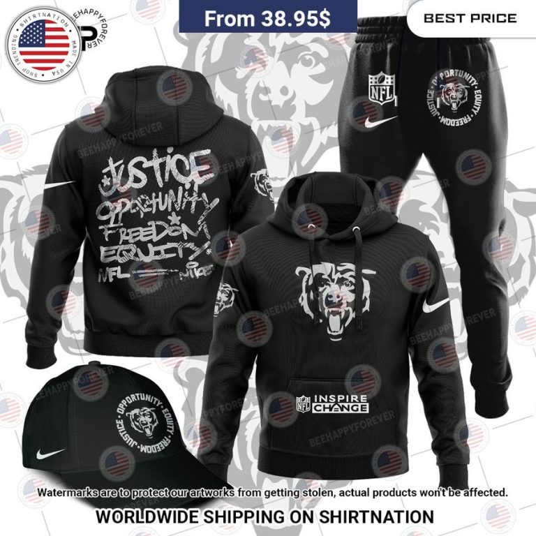 Chicago Bears Justice Opportunity Equity Freedom Hoodie Sizzling