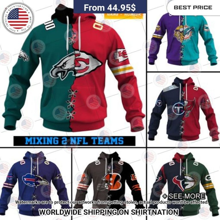 Custom Mix 2 NFL Teams Hoodie Wow, cute pie