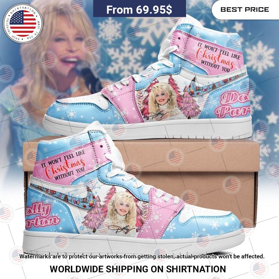 Dolly Parton Christmas Air Jordan 1 High shoes Radiant and glowing Pic dear