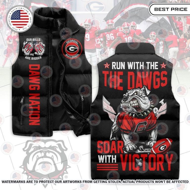 georgia bulldogs run with the dawgs sleeveless down jacket 1