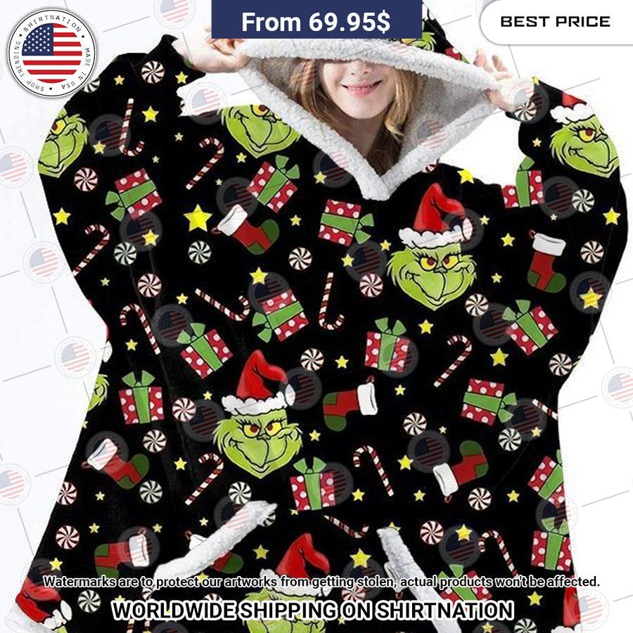 Grinch Gift Christmas Hoodie Blanket Unique and sober