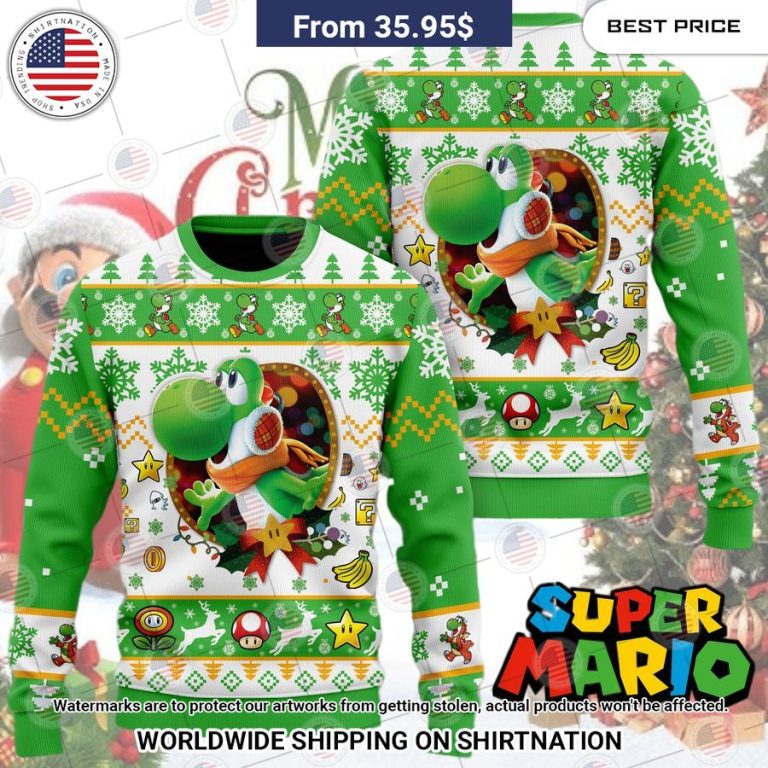 HOT Super Mario Yoshi Ugly Sweater Elegant picture.