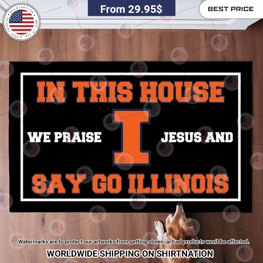 illinois fighting illini in this house we praise jesus and say go illinois doormat 2 861.jpg