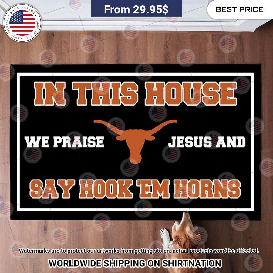 in this house we praise jesus and say go hook em horns texas longhorns doormat 2 868.jpg