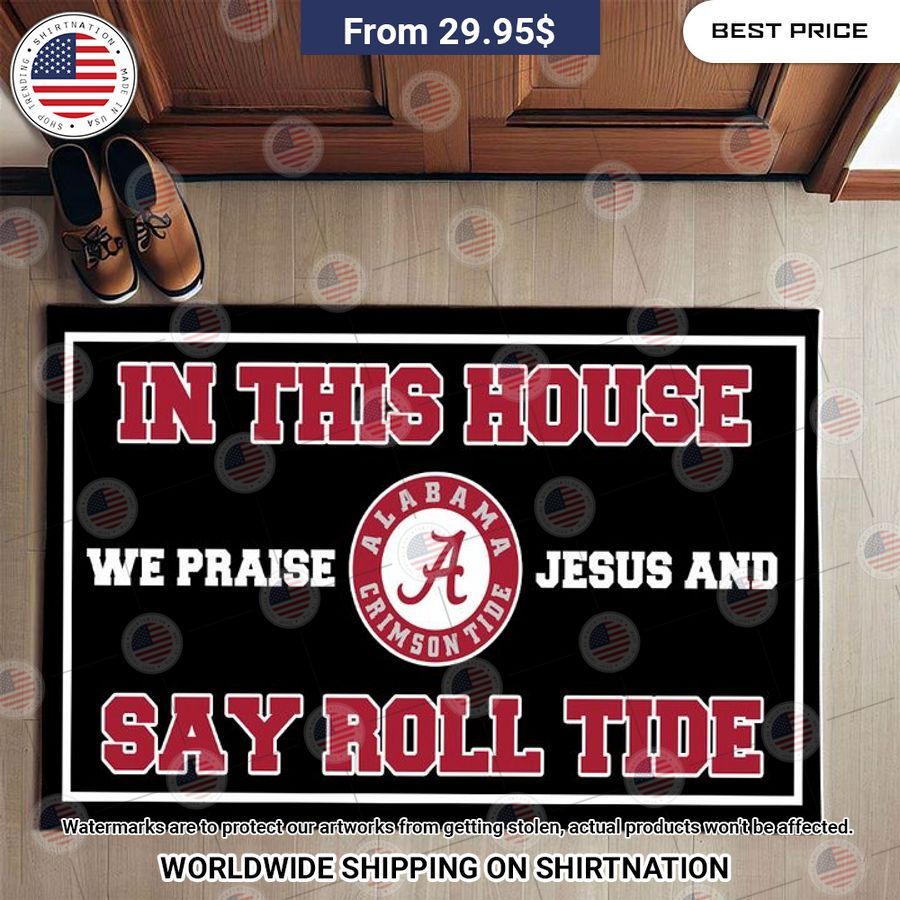 in this house we praise jesus and say roll alabama crimson tide doormat 1 444.jpg