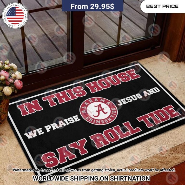 in this house we praise jesus and say roll alabama crimson tide doormat 2 983.jpg