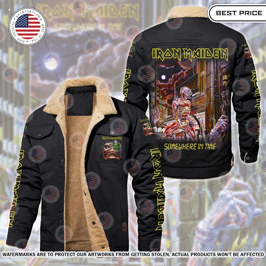 iron maiden somewhere in time fleece leather jacket 1