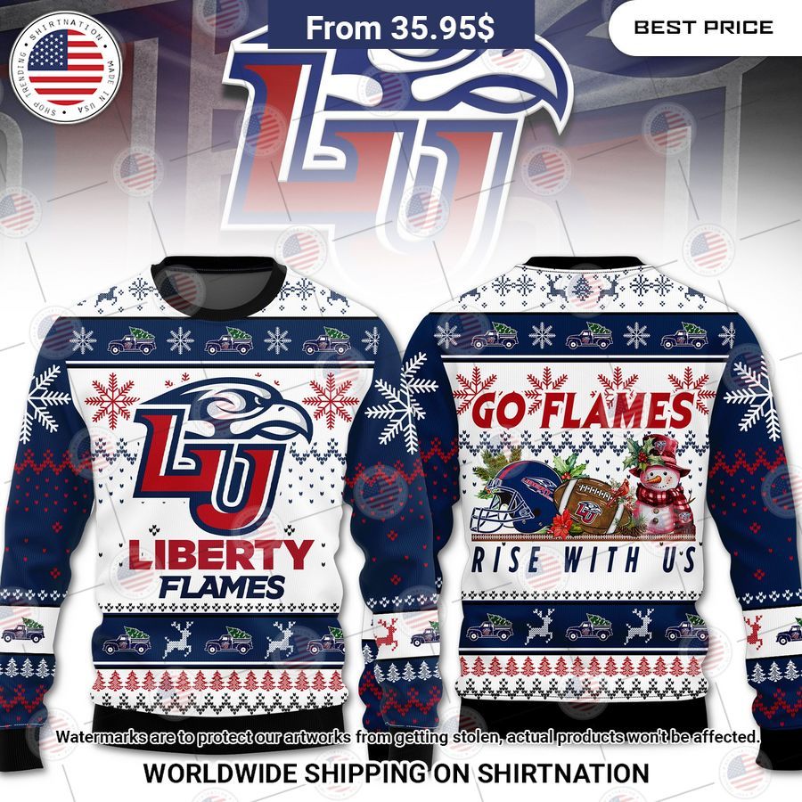 Liberty Flames Go Flames Rise With Us Sweater Awesome Pic guys