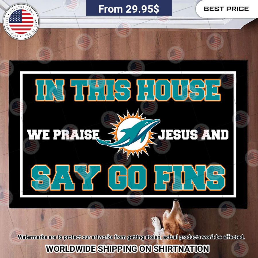 miami dolphins in this house we praise jesus and say go fins doormat 2 581.jpg