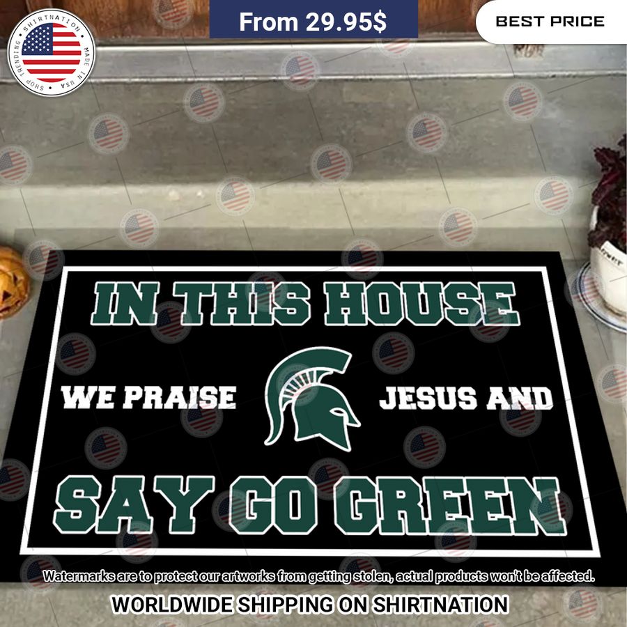michigan state spartans in this house we praise jesus and say go green doormat 1 997.jpg