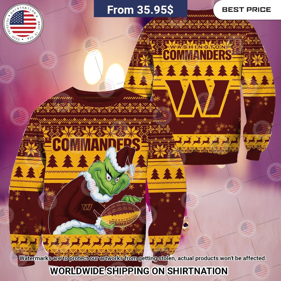 NEW Washington Commanders Grinch Christmas Sweater You look lazy