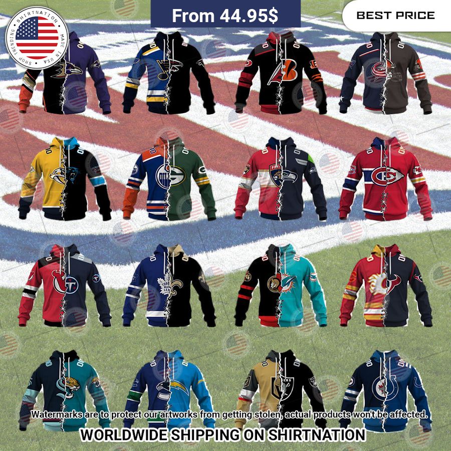 NFL and NHL Mix 2 Teams Custom Hoodie Natural and awesome