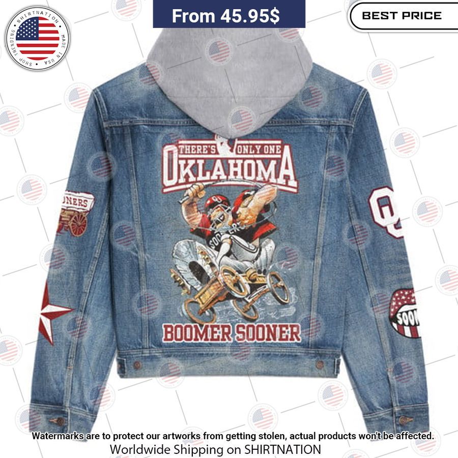 Oklahoma Sooners Boomer Sooner Hooded Denim Jacket Amazing Pic