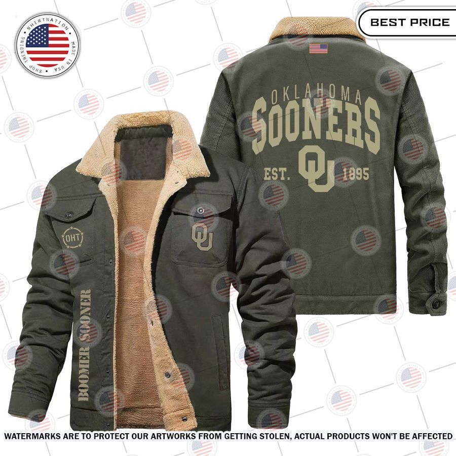 Oklahoma Sooners Fleece Leather jacket You look elegant man