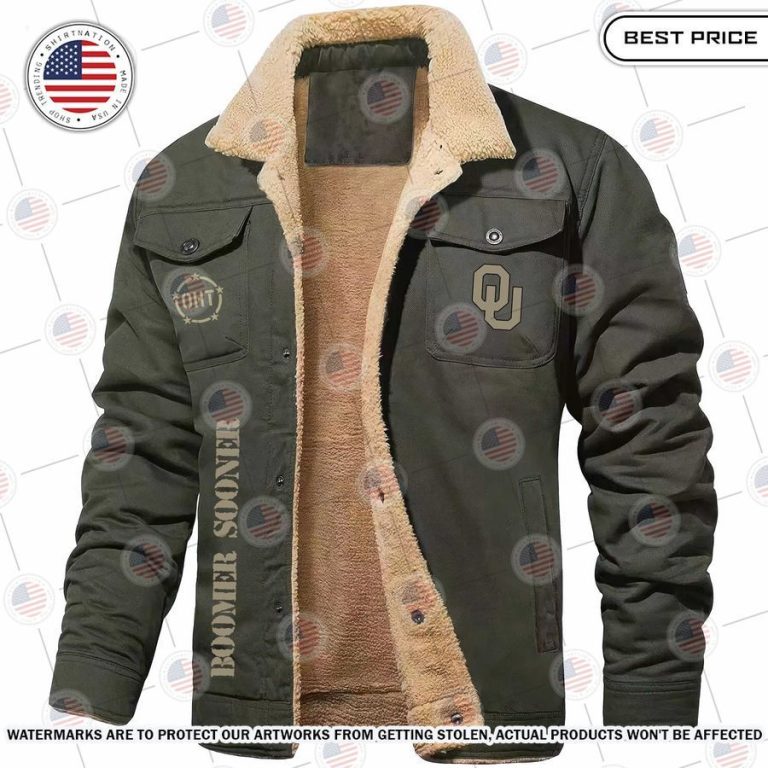 Oklahoma Sooners Fleece Leather jacket Oh my God you have put on so much!