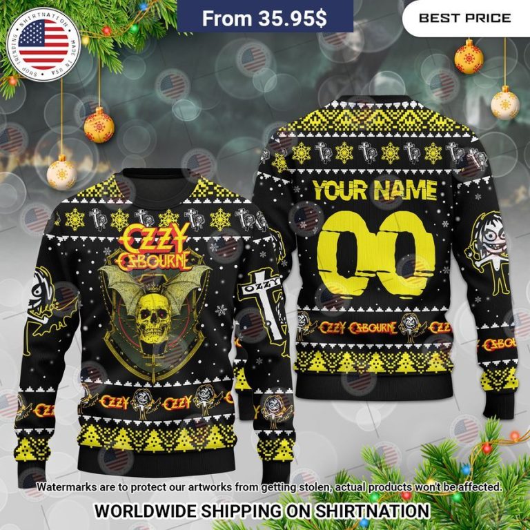 Ozzy Osbourne Skull Christmas Sweater Awesome Pic guys