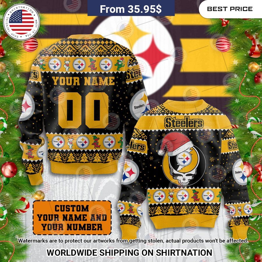 Pittsburgh Steelers Grateful Dead Christmas Hat Sweater Trending picture dear