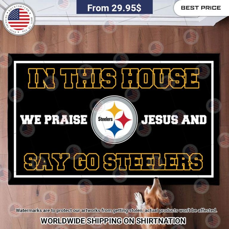 pittsburgh steelers in this house we praise jesus and say go steelers doormat 2 772.jpg