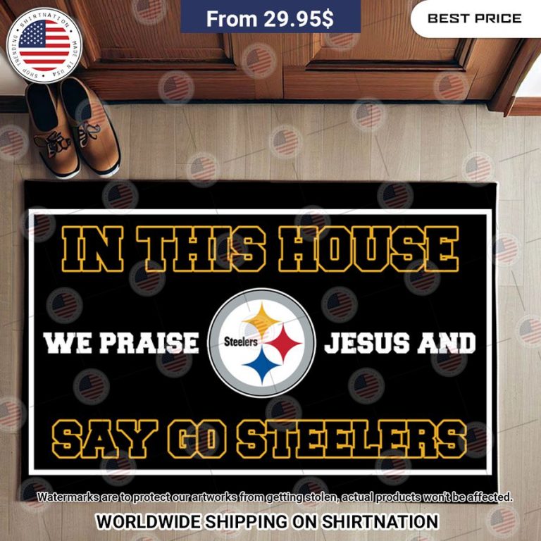 pittsburgh steelers in this house we praise jesus and say go steelers doormat 3 183.jpg