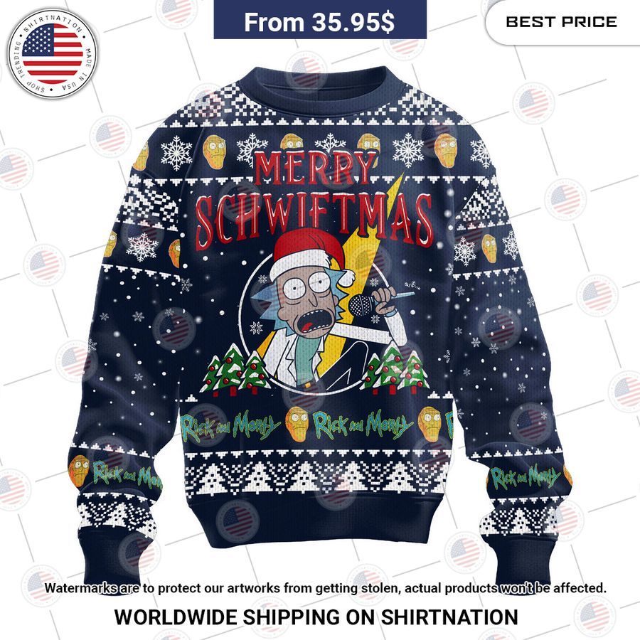 Rick and Morty Merry Schwiftmas Sweater Speechless