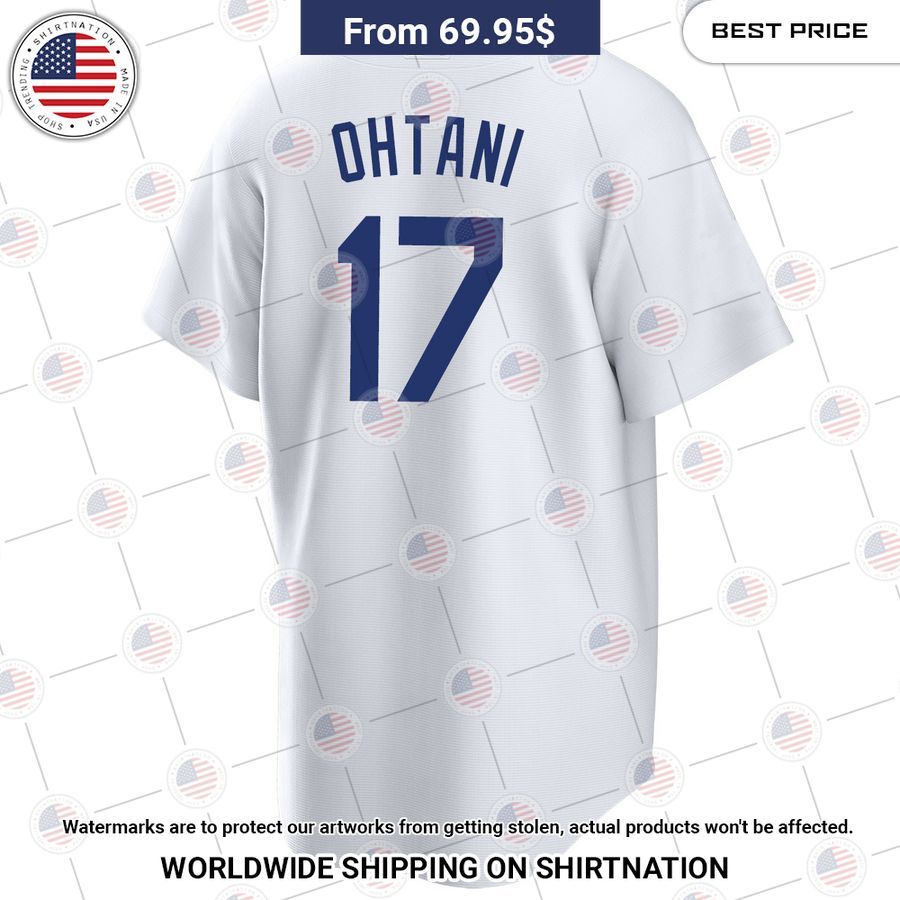 Shohei Ohtani 17 Los Angeles Dodgers Home Jersey Radiant and glowing Pic dear