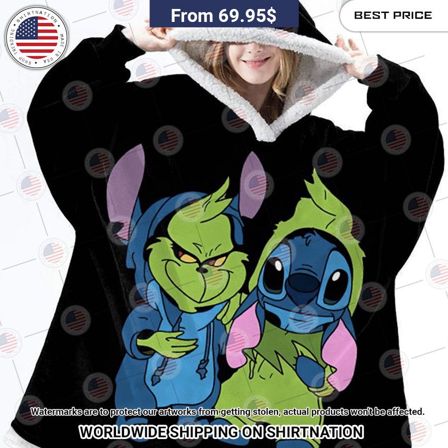 Stitch and Grinch Hoodie Blanket Nice place and nice picture