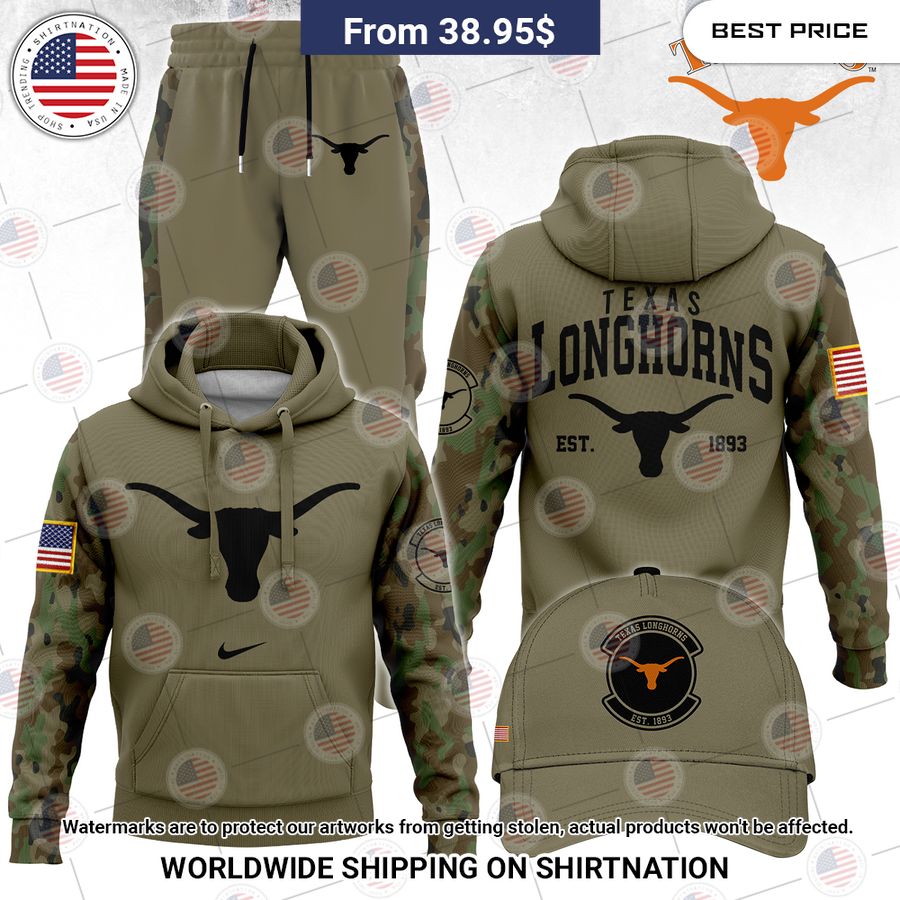 Texas Longhorns Camo Army Camo Veteran Hoodie Stunning