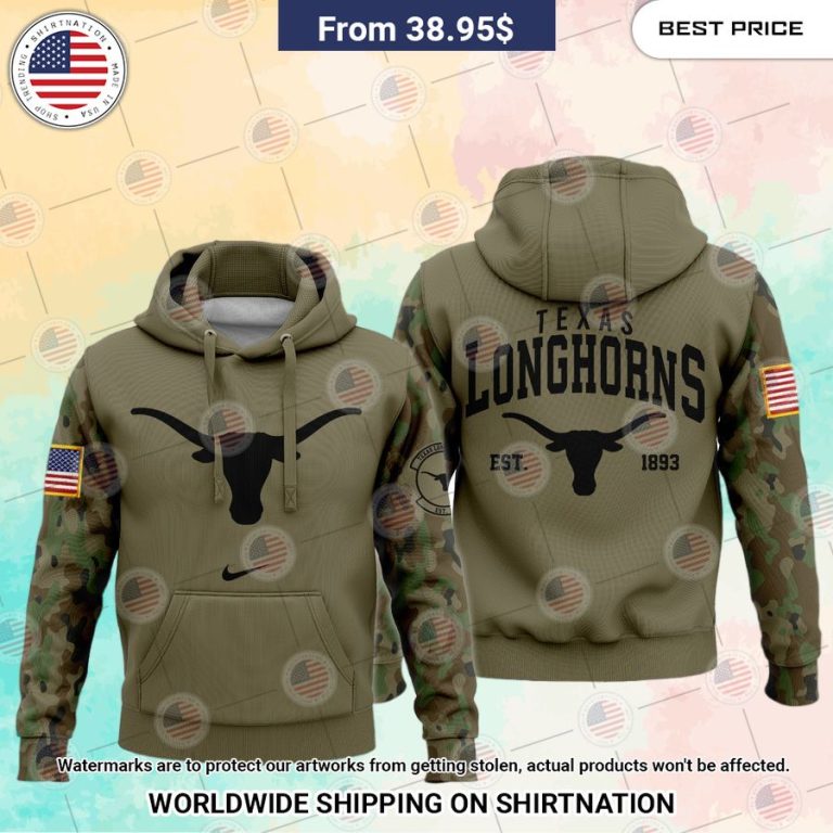 Texas Longhorns Camo Army Camo Veteran Hoodie Nice bread, I like it