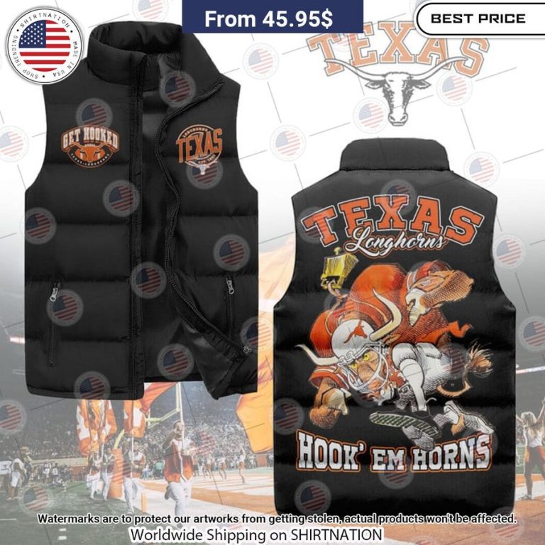 Texas Longhorns Hook 'em Horns Sleeveless Down jacket Nice photo dude