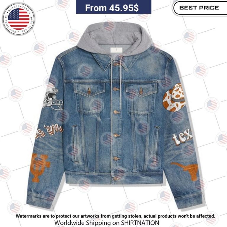 Texas Longhorns Sugar Bowl Hooded Denim Jacket Amazing Pic