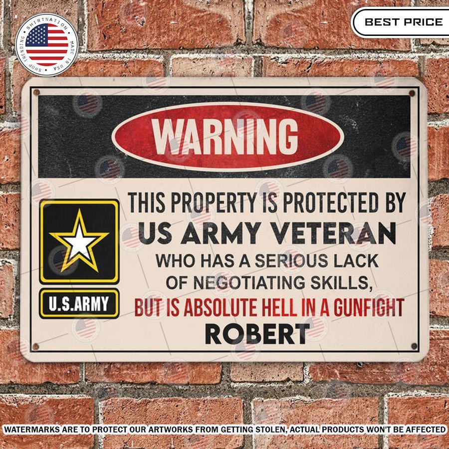 warning this property is protected by a veteran custom metal sign 1