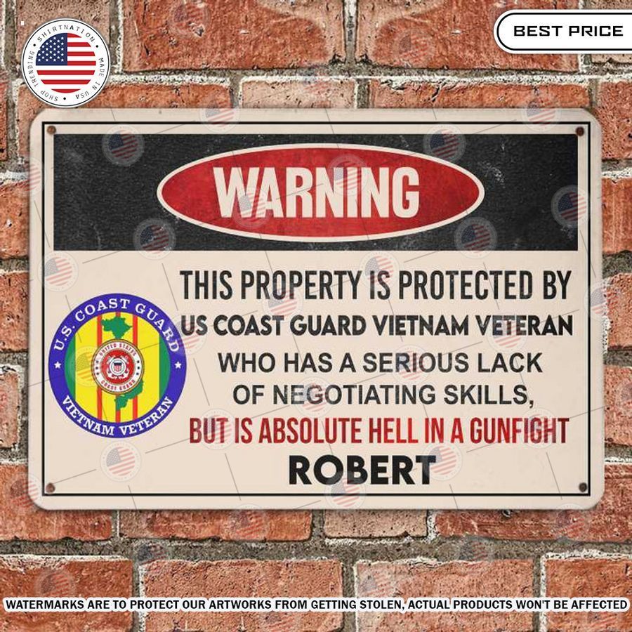 warning this property is protected by a veteran custom metal sign 14