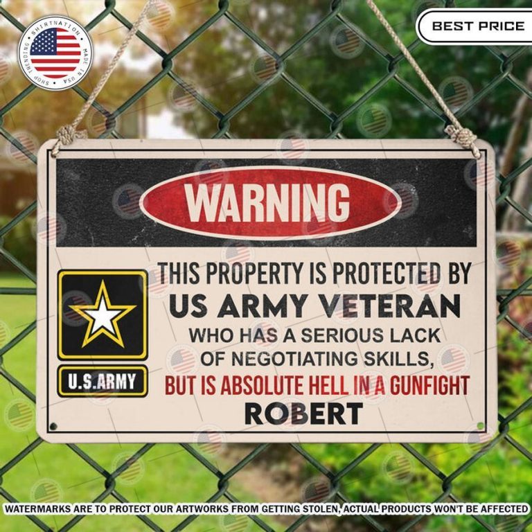 warning this property is protected by a veteran custom metal sign 2