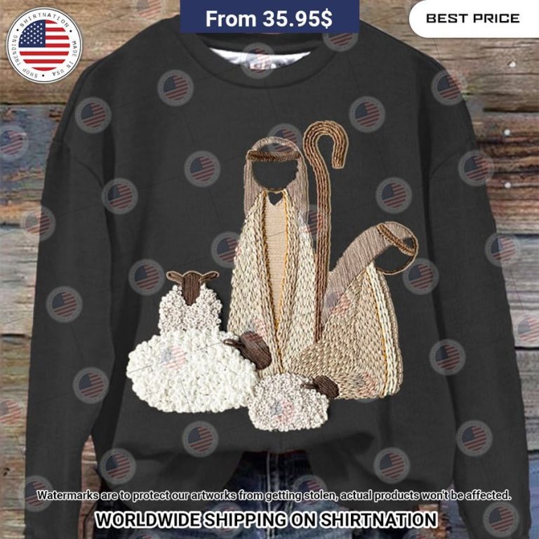 Women's Nativity with Sheep Christmas Sweatshirt Wow! This is gracious