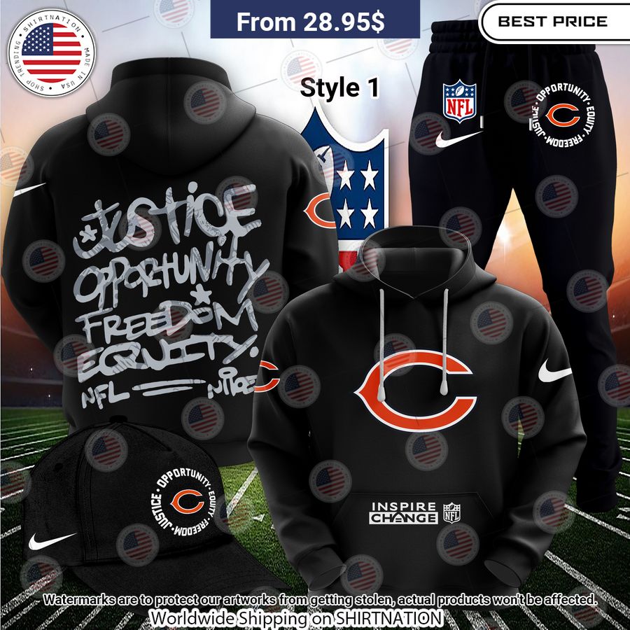 BEST Chicago Bears Justice Inspire Change Hoodie Elegant picture.