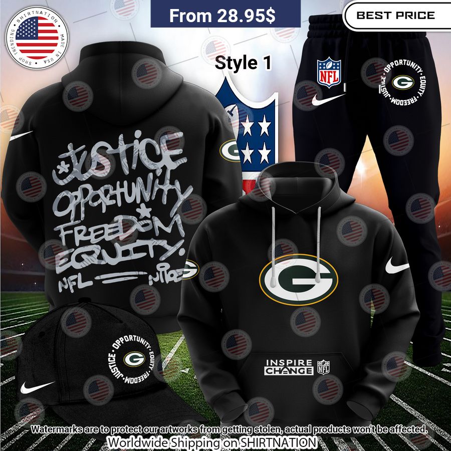 BEST Green Bay Packers Justice Inspire Change Hoodie Amazing Pic