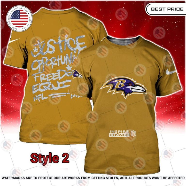 NFL Inspire Change Baltimore Ravens Shirt Cutting dash