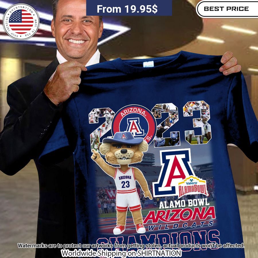 Arizona Wildcats Alamo Bowl Champions Shirt Cutting dash