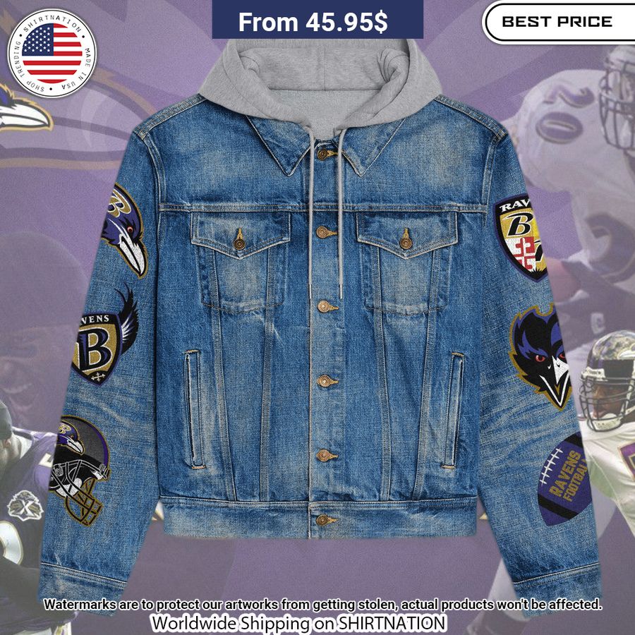 Baltimore Ravens Hooded Denim Jacket Loving click