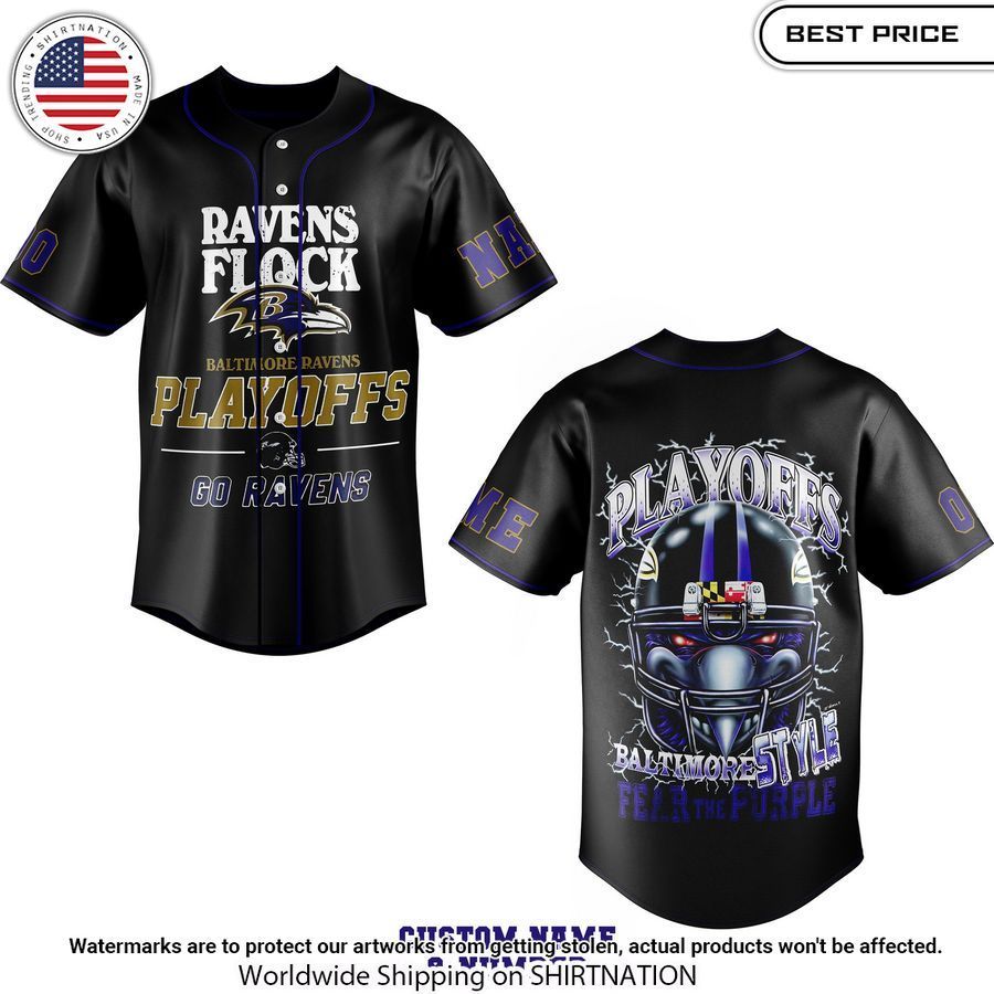 Baltimore Ravens Playoff Custom Baseball jersey Unique and sober