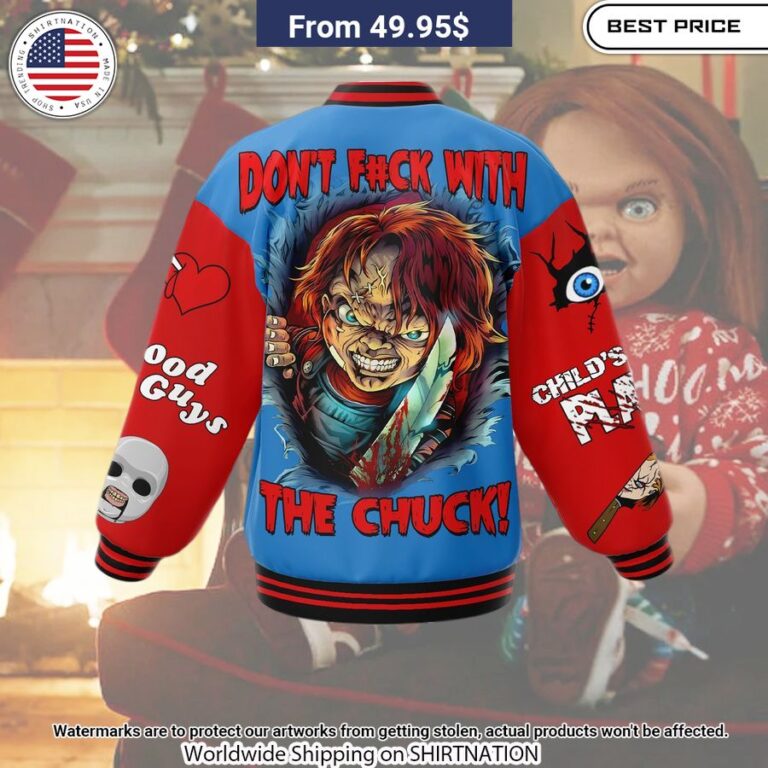 Chucky Don't Fuck With The Chuck Baseball Jacket Natural and awesome