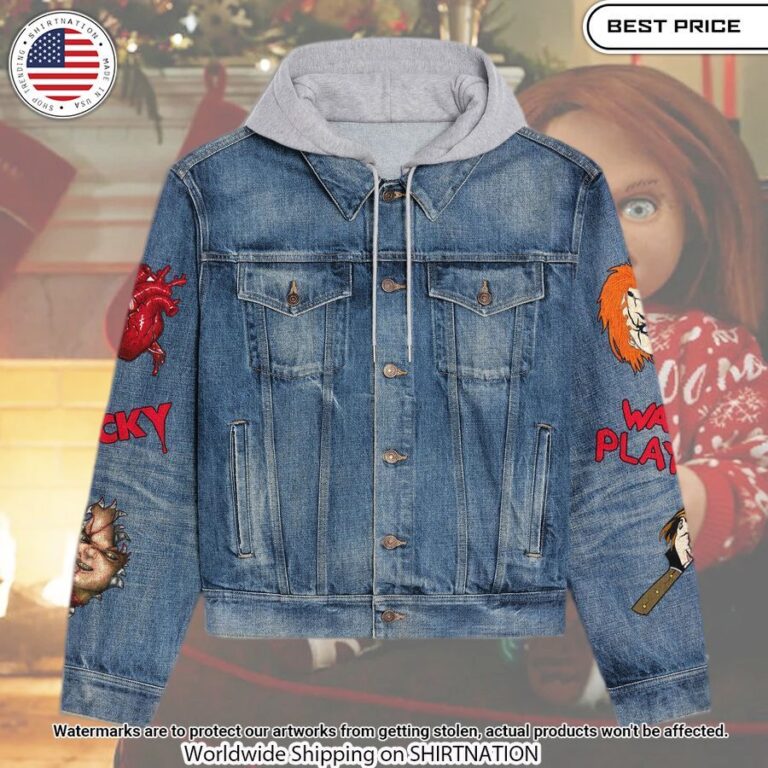 Chucky I Want To Play Hooded Denim Jacket Best picture ever