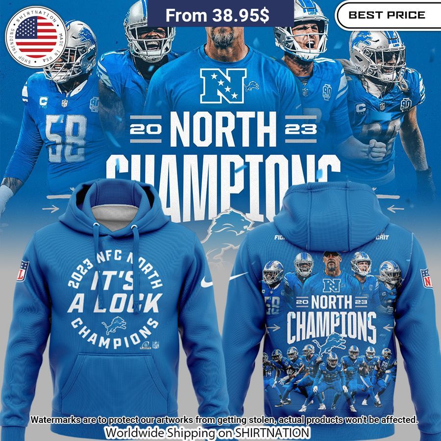 Detroit Lions Champs NFC North Blue Hoodie You look lazy