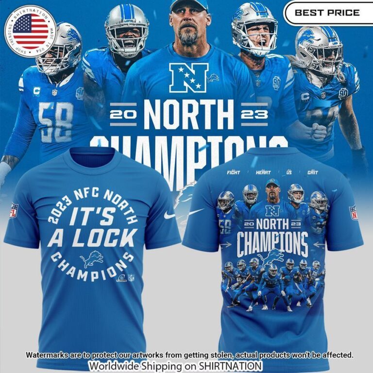 Detroit Lions Champs NFC North Blue Shirt Hundred million dollar smile bro