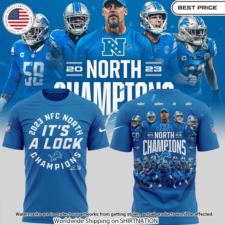 Detroit Lions Champs NFC North Blue Shirt Hundred million dollar smile bro